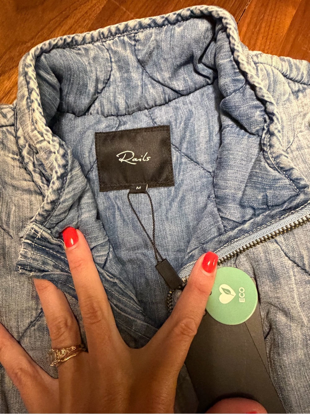 Rails Light Wash Quilted Denim Denver Jacket in Blue - Picture 5 of 8